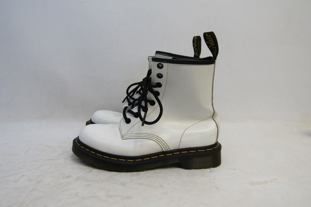 Dr. Martens Womens Size 6 M White Leather 8 Eye Ankle Fashion Boots Bootie